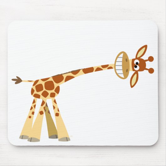 Hij is hier, cartoon giraffe mousepad. muismat (Voorkant)