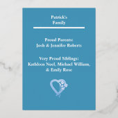 Hij is hier Folie & Foto geboorteaankondiging Uitnodiging (Achterkant)