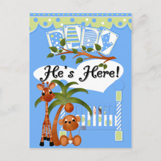 Hij is hier Het is een Jongen Aankomst Kaarten en