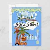 Hij is hier Het is een Jongen Aankomst Kaarten en  (Voorkant / Achterkant)