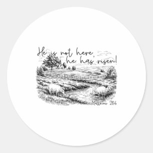 Hij is hier niet Hij is opgestaan Jezus Christelij Ronde Sticker