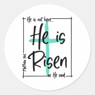 Hij is hier niet Hij is opgestaan Jezus Christelij Ronde Sticker
