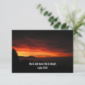 Hij is hier niet; hij is Risen - kerkelijke uitnod RSVP Kaartje (Staand voorkant)