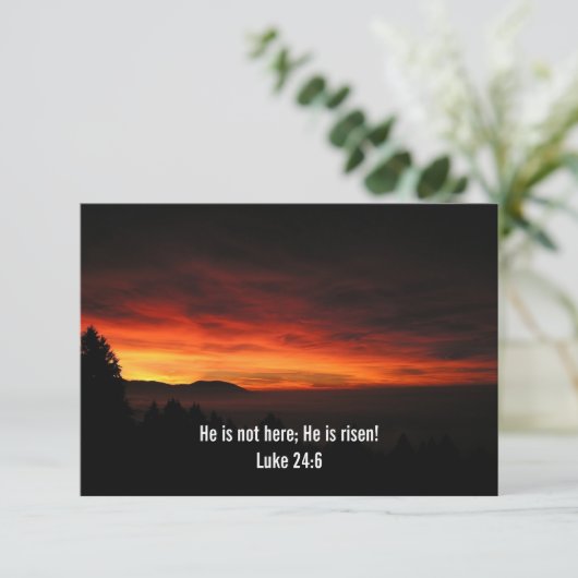 Hij is hier niet; hij is Risen - kerkelijke uitnod RSVP Kaartje (Staand voorkant)