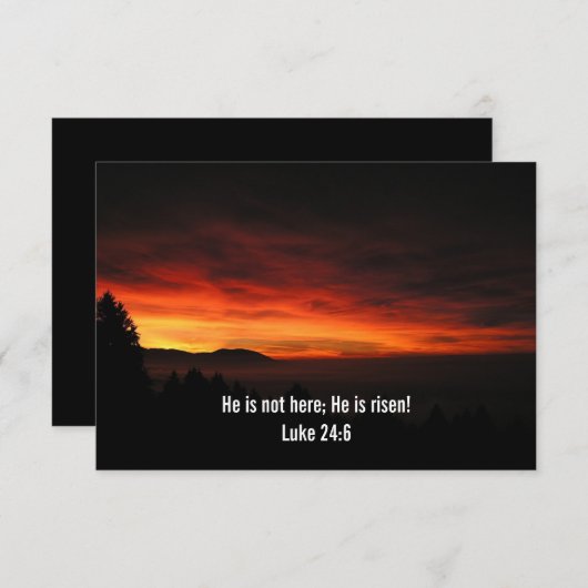 Hij is hier niet; hij is Risen - kerkelijke uitnod RSVP Kaartje (Voorkant / Achterkant)