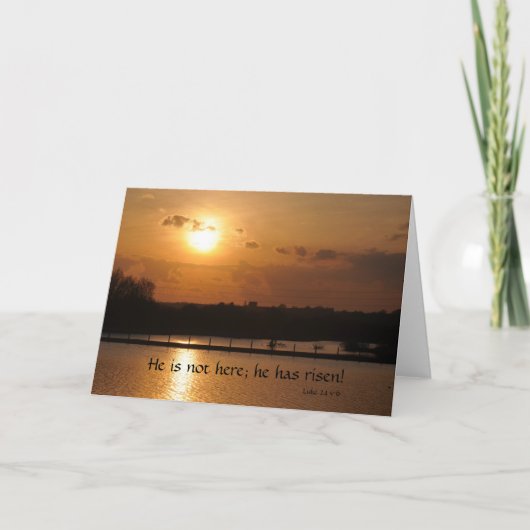 Hij is hier niet, hij is Risen | Lucas 24 v 6 Feestdagen Kaart (Voorkant)