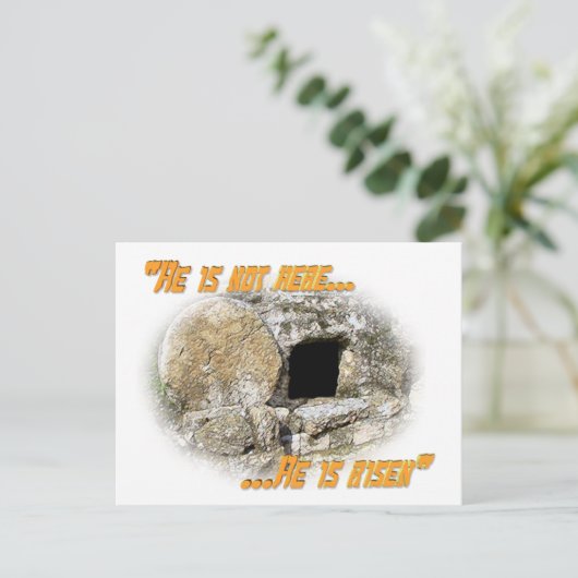 Hij is hier niet ... Hij is stijf! Briefkaart (Staand voorkant)