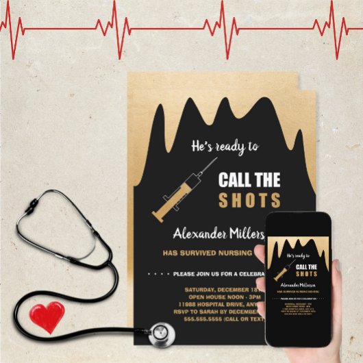 Hij is klaar om het afstuderen van de verpleegster kaart