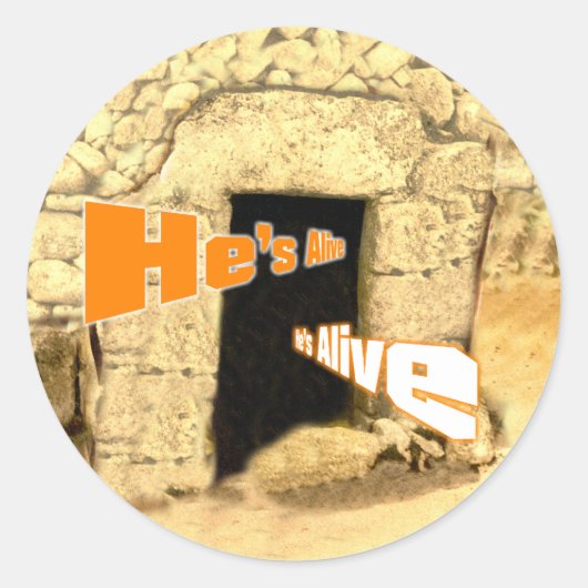 Hij is levende Christelijke Paasopstanding kunst Ronde Sticker (Voorkant)