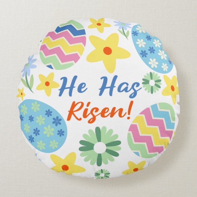 Hij is met Pasen opgestaan Rond Kussen (Voorkant)