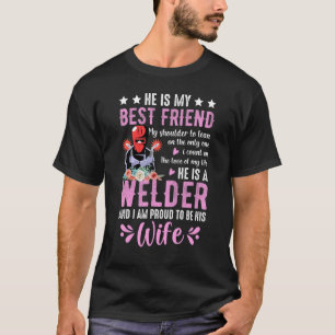 Hij is mijn beste vriend, hij is een welzijnsvrouw t-shirt