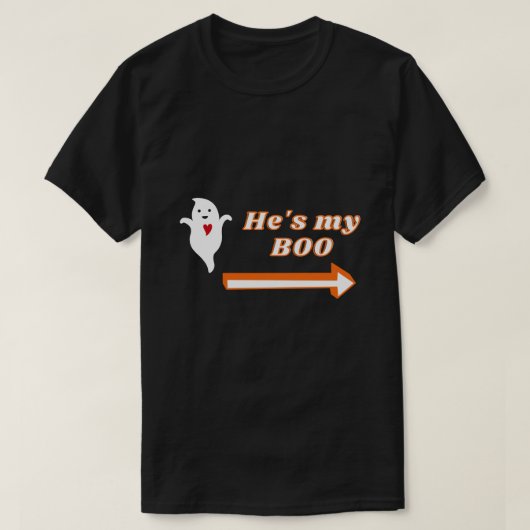 Hij is mijn Boo Halloween Couple T-shirt (Design voorkant)