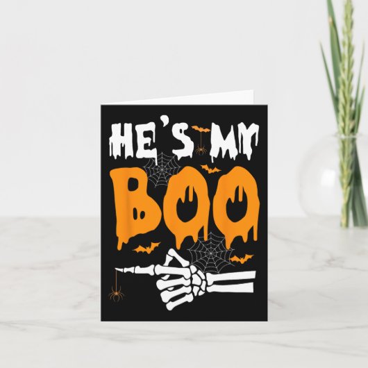 Hij is mijn Boo Skeleton Halloween Matching Couple Kaart (Voorkant)