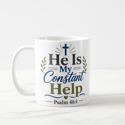 Hij is mijn constante hulp geloof ochtenddevotie koffiemok (Links)