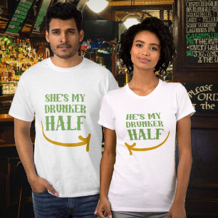 Hij is mijn dronkenluiers halve koppels St. Patric T-shirt