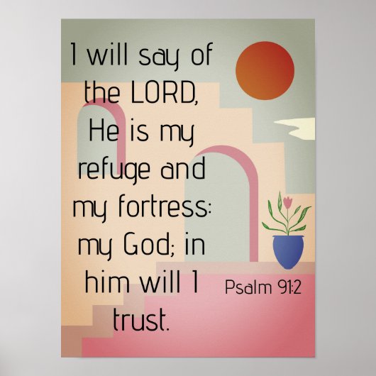 Hij is mijn fourgetje psalm 91 Bijbelscriptie Poster (Voorkant)