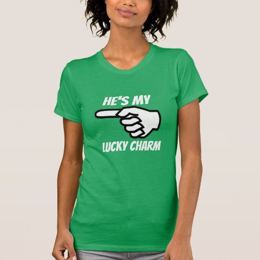 Hij is mijn gelukscharme t-shirt (Voorkant)