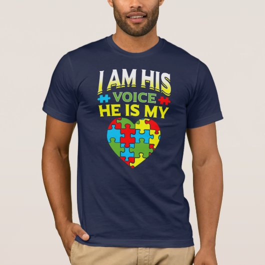 Hij is mijn hart Ik ben Zijn stem Autisme Bewustzi T-shirt (Voorkant)