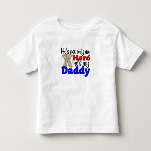 Hij is mijn Hero en mijn papa Kinder Shirts (Voorkant)