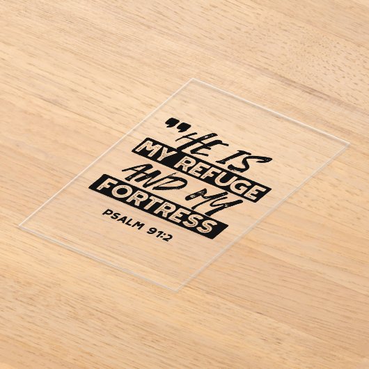 Hij is mijn toevluchtsoord en mijn vesting (Psalm Acryl Uitnodigingen (Laagn)