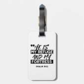 Hij is mijn toevluchtsoord en mijn vesting (Psalm  Bagagelabel (Achterkant verticaal)