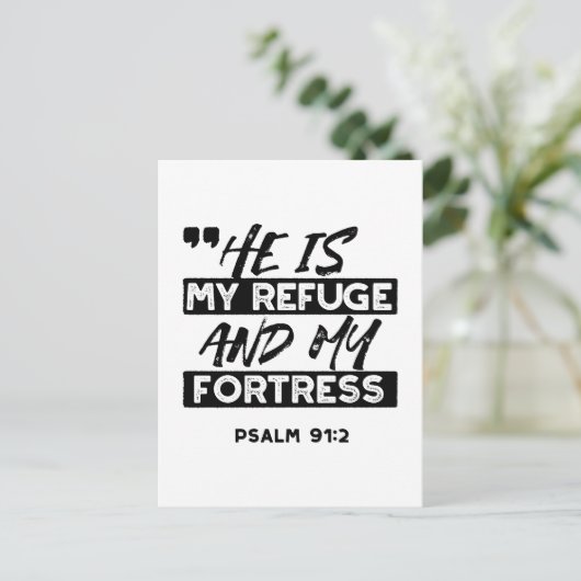 Hij is mijn toevluchtsoord en mijn vesting (Psalm Briefkaart (Staand voorkant)