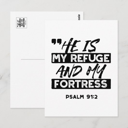 Hij is mijn toevluchtsoord en mijn vesting (Psalm Briefkaart (Voorkant / Achterkant)