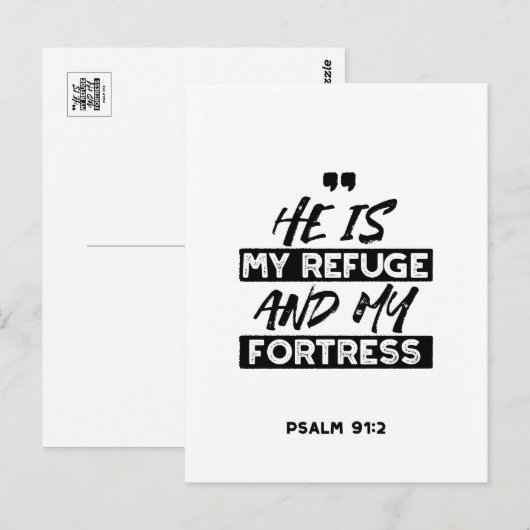 Hij is mijn toevluchtsoord en mijn vesting (Psalm  Briefkaart (Voorkant / Achterkant)