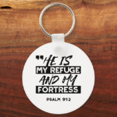 Hij is mijn toevluchtsoord en mijn vesting (Psalm Sleutelhanger (Achterkant)