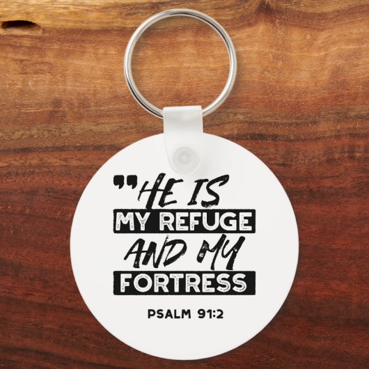 Hij is mijn toevluchtsoord en mijn vesting (Psalm  Sleutelhanger (Achterkant)