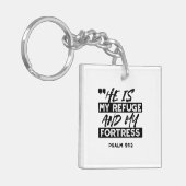 Hij is mijn toevluchtsoord en mijn vesting (Psalm Sleutelhanger (Voorkant Links)