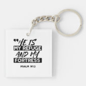 Hij is mijn toevluchtsoord en mijn vesting (Psalm Sleutelhanger (Achterkant)