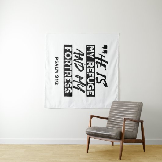 Hij is mijn toevluchtsoord en mijn vesting (Psalm  Wandkleed (In Situ (horizontaal))