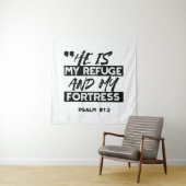 Hij is mijn toevluchtsoord en mijn vesting (Psalm  Wandkleed (In situ)