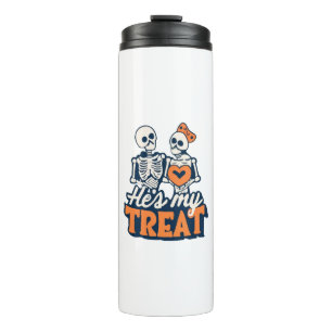 Hij is mijn traktatie Skelet Bijpassende Couple Ha Thermosbeker