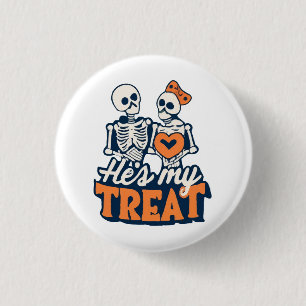 Hij is mijn traktatie Skelet Bijpassende stel Hall Ronde Button 3,2 Cm