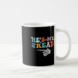 Hij is mijn traktatie skelet hand Halloween koppel Koffiemok