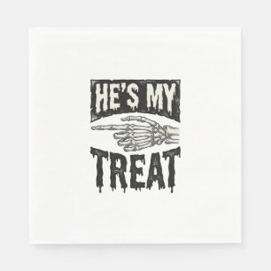 Hij is mijn traktatie Skelet Hand Halloween Shirt  Servet