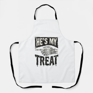 Hij is mijn traktatie Skelet Hand Halloween T-shir Schort