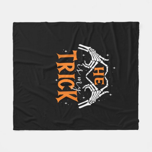 Hij is mijn truc hart skelet hand paar Happy Ha Fleece Deken (Voorkant (Horizontaal))
