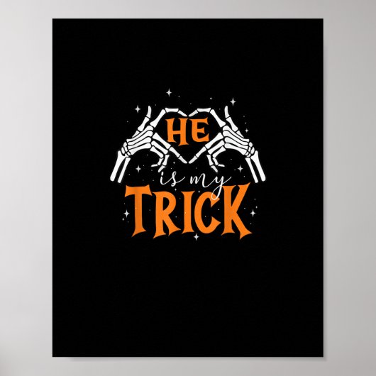 Hij is mijn truc hart skelet hand paar Happy Ha Poster (Voorkant)