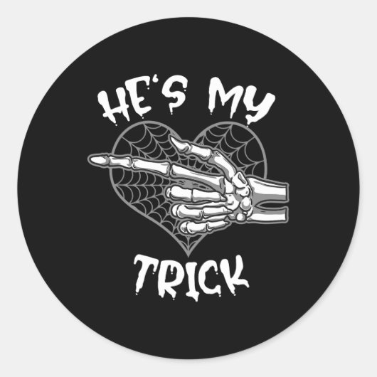 Hij is mijn truc leuk Halloween matching paar meis Ronde Sticker (Voorkant)