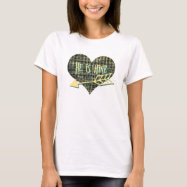 Hij is Mine Yellow Grid Modern Heart ShapeT-Shirt T-shirt