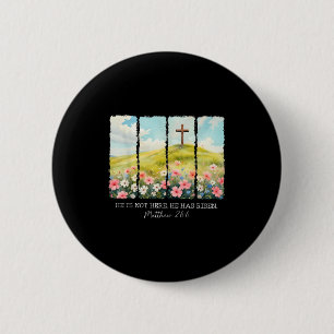 Hij Is Niet Hier Hij Is Opgestaan Christelijk Krui Ronde Button 5,7 Cm