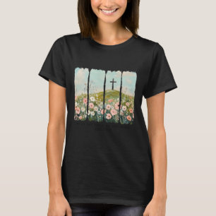 Hij is niet hier Hij is opgestaan Jezus Christelij T-shirt