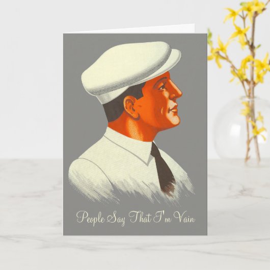 Hij is niet zo ijdel - knap retro Man Kaart (Gele Bloem)