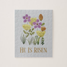 Hij is nu verrezen met paasbloemen legpuzzel
