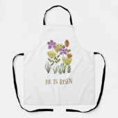 Hij is nu verrezen met paasbloemen schort (Voorkant)