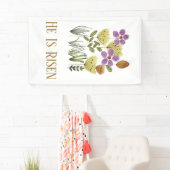 Hij is nu verrezen met paasbloemen spandoek (Insitu)