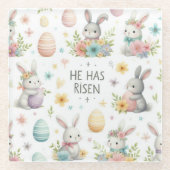 Hij is ontstaan glazen onderzetter (Voorkant)